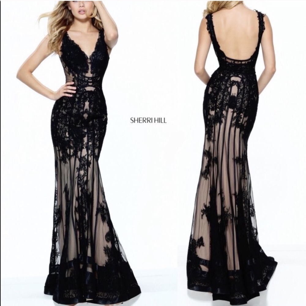 Black Sherri Hill Evening Gown / Prom Dress